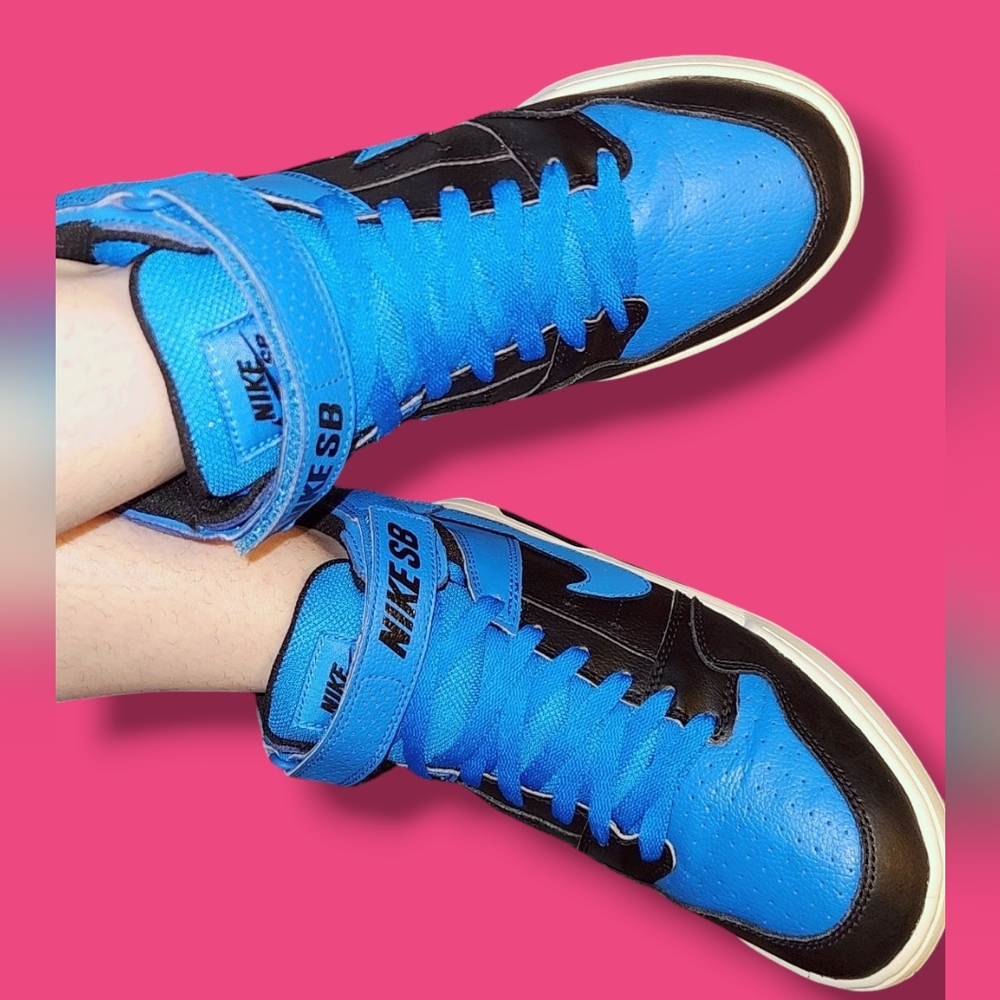 Nike Boys Mogan Mid 2 SB 645025-400 Blue Black Casual Shoes Sneakers Size 7Y